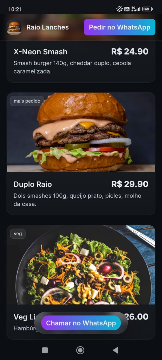 Preview Cardápio